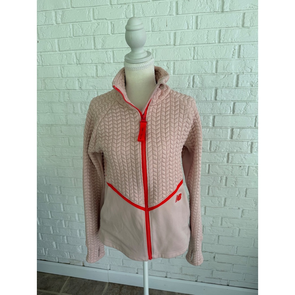 New Balance Jacket Womens Small Pink  Quilted Full Zip Thumbhole Active - Picture 3 of 8